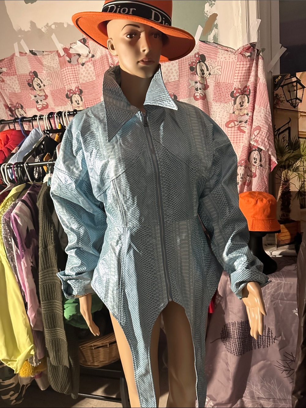 Light Blue Textured Women’s Zip-Front Jacket